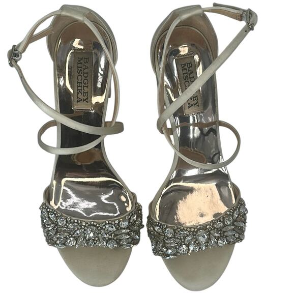 Women's Bagley Mischka Clara Embellished Block Heel Sandals Heels 7 See Videi - Picture 2 of 16